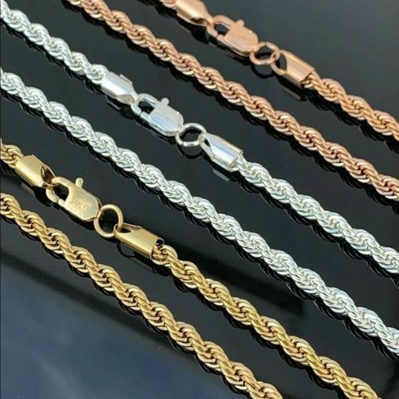 14K Heavy Gold Rope Chain Stainless Steel 5mm 24” - Picture 2 of 5